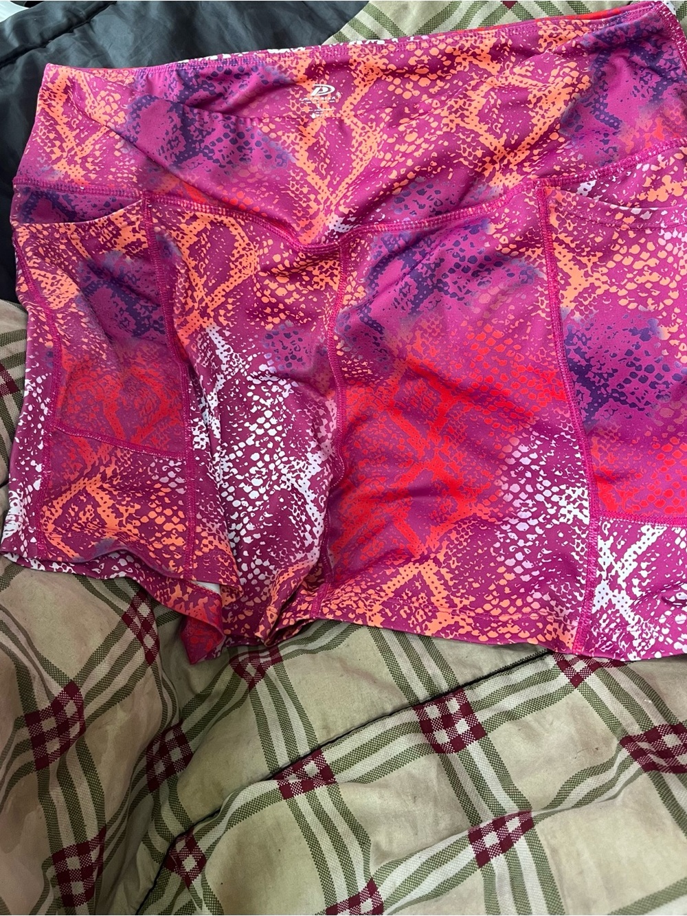 RBX Women’s Pink & Orange Geometric Print Athletic Shorts